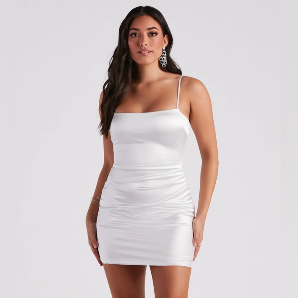 NWT White Satin Mini Dress